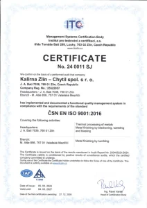 Zertifikat ITC – Qualitätsmanagementsystem ČSN EN ISO 9001:2016 (englisch)