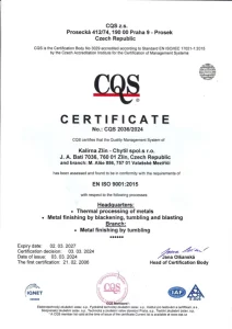 Zertifikat CQS – Qualitätsmanagementsystem EN ISO 9001 (englisch)