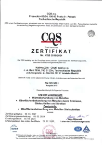 Zertifikat CQS – Qualitätsmanagementsystem EN ISO 9001 (deutsch)